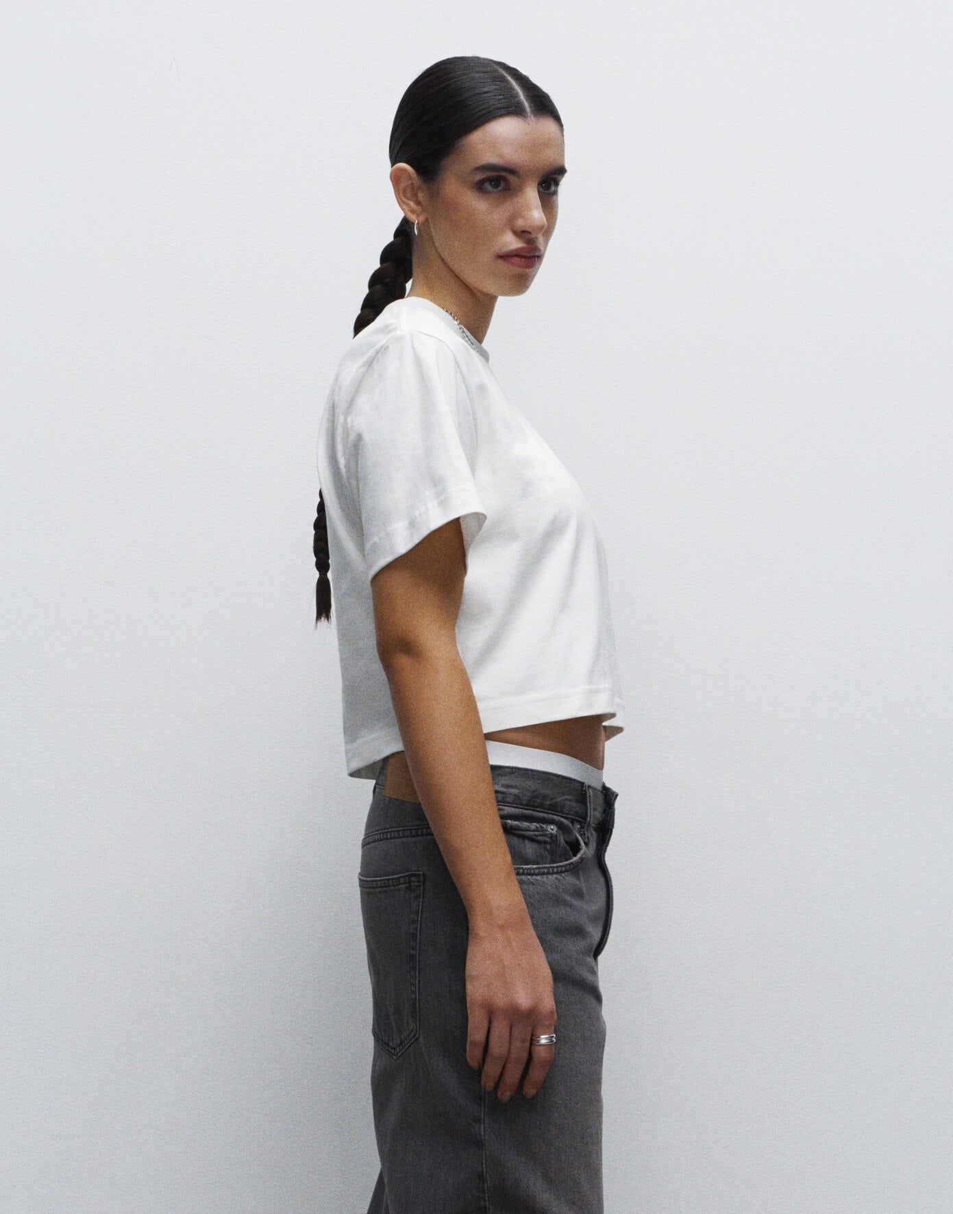 Crop top wit - dames - zij aanzicht