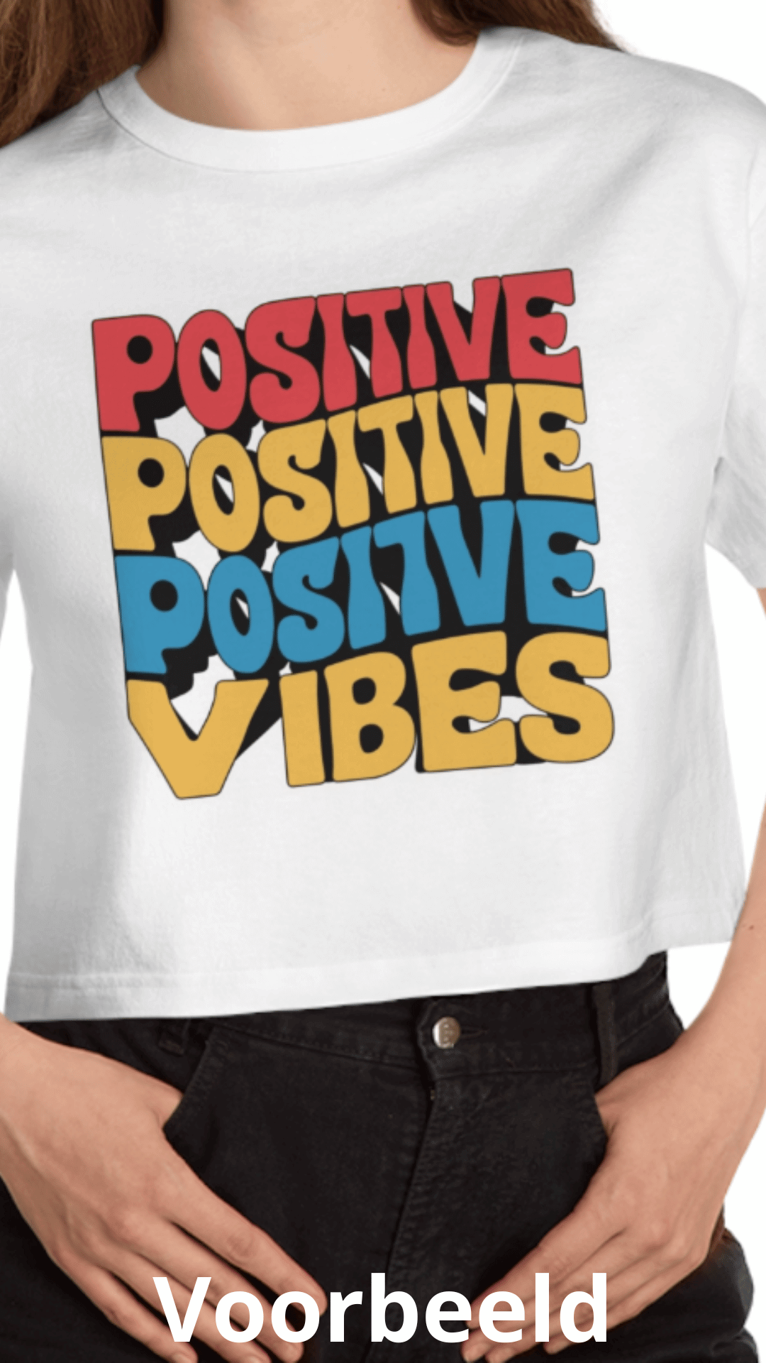 Crop top wit - voor aanzicht met tekst