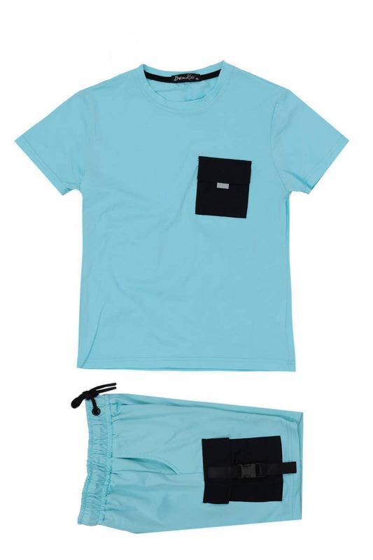 C617 korte T-shirtset voor kinderen: Lichtblauw Zayne Paris