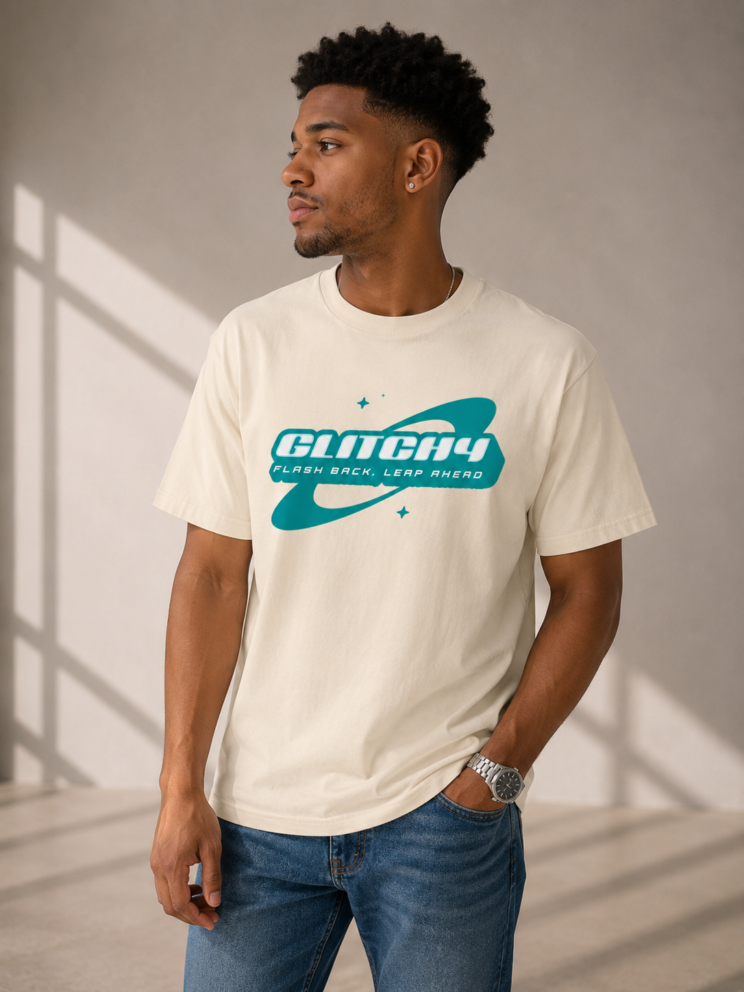 Glitchy t-shirt opdruk - voorkant - CC BRANDS
