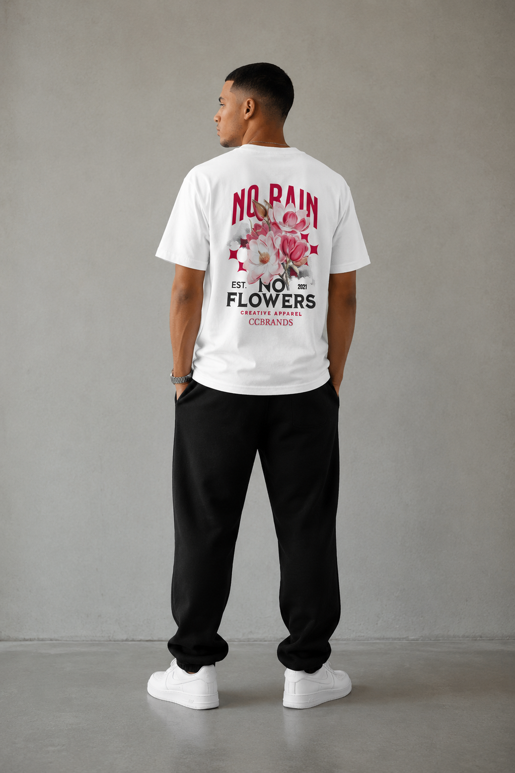 T-shirt wit mannen achterkant