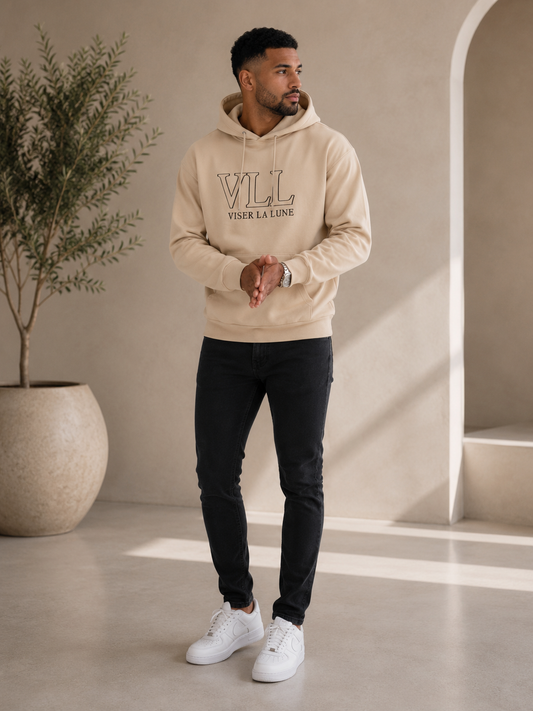 Hoodie beige met opdruk CC Brands