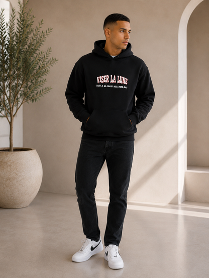 Hoodie met opdruk - zwart - voorkant