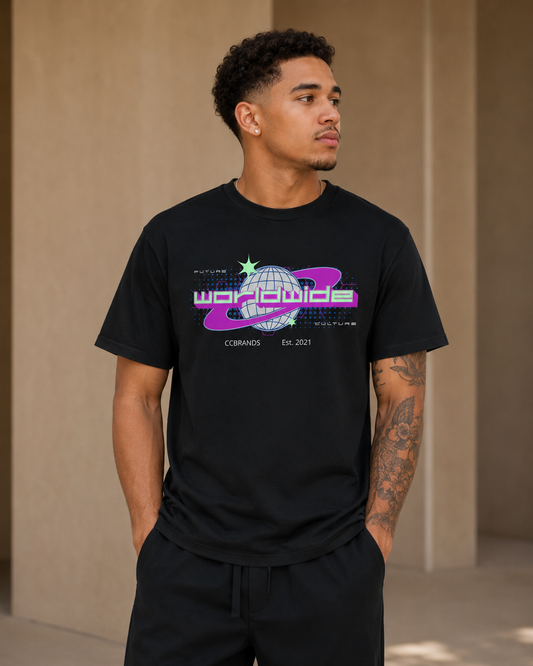 Tshirt opdruk Worldwide voorkant