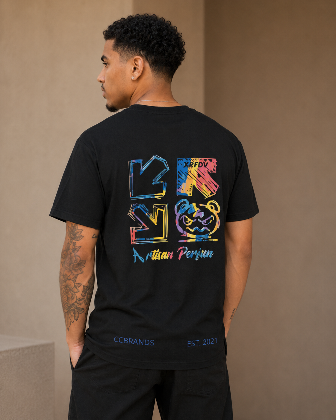 T-shirt mannen opdruk achterkant