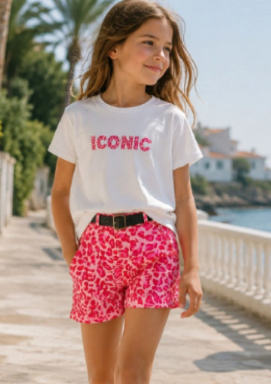 Kinder zomer set ICONIC | girls | Fuchsia roze & bruin (leopard)