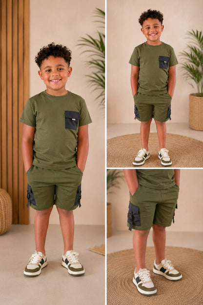 Kids set t-shirt + korte broek diverse kleuren CC Brands